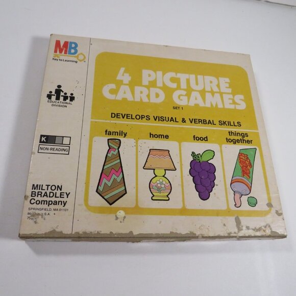 4 Picture Card Games 1972 Milton Bradley #7579 LIKE NEW CARDS, ALL PIECES - Picture 1 of 15